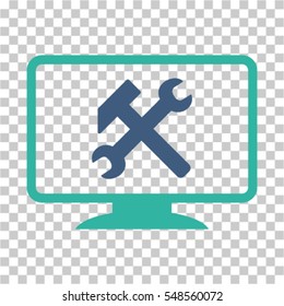 Desktop Settings icon. Vector pictogram style is a flat bicolor symbol, cobalt and cyan colors, chess transparent background. Designed for software and web interface toolbars and menus.