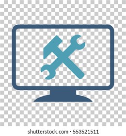 Desktop Settings icon. Vector pictograph style is a flat bicolor symbol, cyan and blue colors, chess transparent background. Designed for software and web interface toolbars and menus.