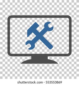 Desktop Settings icon. Vector pictograph style is a flat bicolor symbol, cobalt and gray colors, chess transparent background. Designed for software and web interface toolbars and menus.