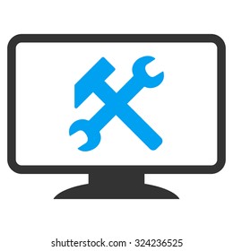 Desktop Settings vector icon. Style is bicolor flat symbol, blue and gray colors, rounded angles, white background.