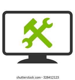 Desktop Settings vector icon. Style is bicolor flat symbol, eco green and gray colors, rounded angles, white background.