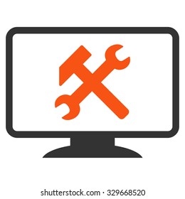 Desktop Settings vector icon. Style is bicolor flat symbol, orange and gray colors, rounded angles, white background.