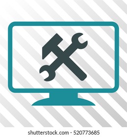 Desktop Settings vector pictogram. Illustration style is flat iconic bicolor soft blue symbol on a hatch transparent background.