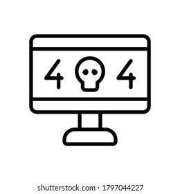 Desktop skull 404 cyber icon. Simple line, outline vector elements of hacks icons for ui and ux, website or mobile application