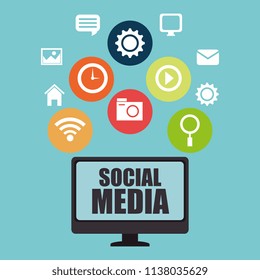 desktop with social media icon