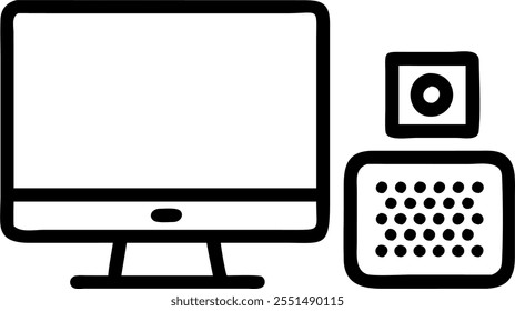 Desktop Speaker and Notebook Isolated concept as A vector image of a desktop speaker and a notebook isolated on a white background. Perfect for representing a tech forward and crea