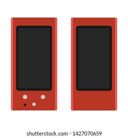 Desktop speaker vector icon office device technology. Flat digital PC sign audio set. Gadget part sound electronic music