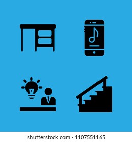 desktop, stairs, smartphone and idea icons vector in sample icon set for web and graphic design