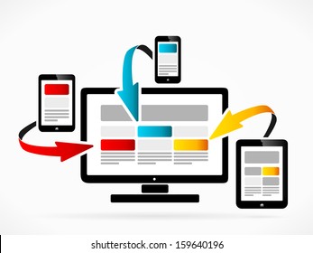 Desktop synchronization flow process abstract vector illustration 