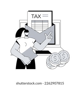 Desktop tax filing software abstract concept vector illustration. Tax software program, company accounting, at-home preparation and filing documents, income statement, IRS form abstract metaphor.