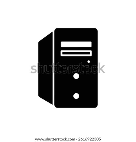 Desktop Tower PC Black Icon 1990s Style