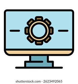 Desktop update icon. Outline desktop update vector icon color flat isolated