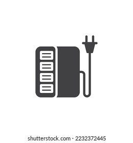 Icono vectorial del cargador USB de escritorio. signo plano relleno para concepto móvil y diseño web. Icono de glifo concentrador USB. Símbolo, ilustración del logotipo. Gráficos vectoriales