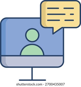 Desktop-Benutzer-Chat lineare Farbe Symbol Design