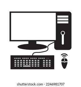 Desktop vector 2023, computer vector, computer icon, black computer, black desktop