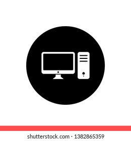 Desktop vector icon, pc symbol. Simple, flat design for web or mobile app