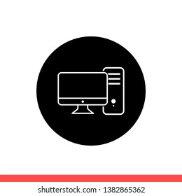 Desktop vector icon, pc symbol. Simple, flat design for web or mobile app