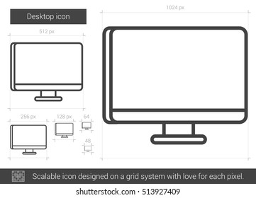 Desktop vector line icon isolated on white background. Desktop line icon for infographic, website or app. Scalable icon designed on a grid system.
