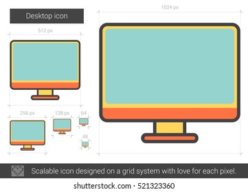 Icono de línea vectorial de escritorio aislado en fondo blanco. Icono de línea de escritorio para infografía, sitio web o aplicación. Icono escalable diseñado en un sistema de cuadrícula.