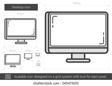 Desktop vector line icon isolated on white background. Desktop line icon for infographic, website or app. Scalable icon designed on a grid system.