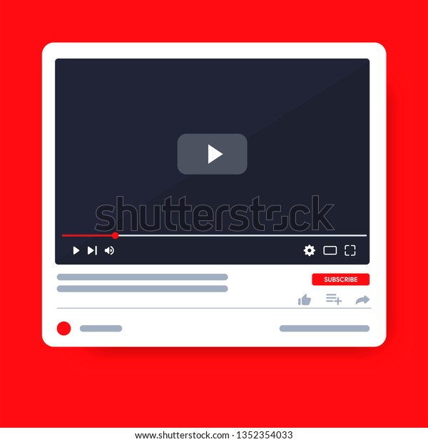 デスクトップビデオプレーヤーのyoutube Pcソーシャルメディアインターフェイス オンラインでビデオを再生し モックアップします 購読 ボタン ナビゲーションアイコン とチューブウィンドウ ベクターイラスト のベクター画像素材 ロイヤリティフリー 1352354033