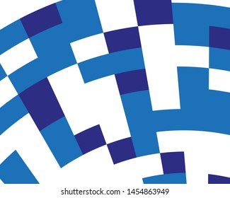 Desktop wallpaper. Abstract blue and white geometric pattern. Squares, shapes dynamic background