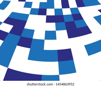 Desktop wallpaper. Abstract blue and white geometric pattern. Squares, shapes dynamic background