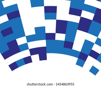 Desktop wallpaper. Abstract blue and white geometric pattern. Squares, shapes dynamic background