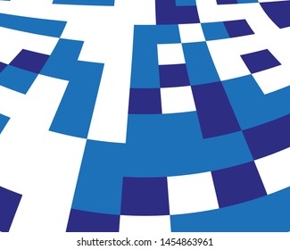 Desktop wallpaper. Abstract blue and white geometric pattern. Squares, shapes dynamic background