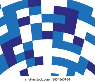 Desktop wallpaper. Abstract blue and white geometric pattern. Squares, shapes dynamic background
