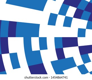 Desktop wallpaper. Abstract blue and white geometric pattern. Squares, shapes dynamic background