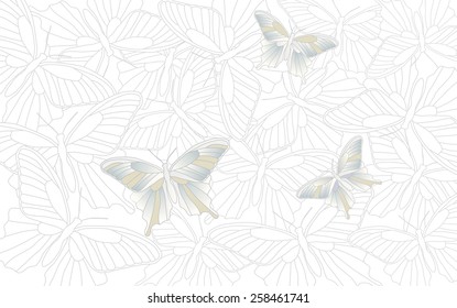 Desktop wallpaper - background with butterflies - vector graphics