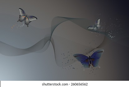 Desktop wallpaper - background with butterflies - vector illustration