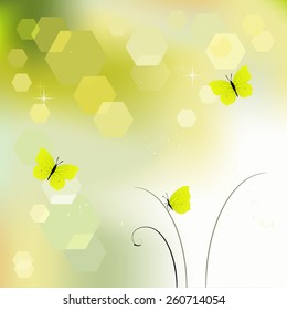 Desktop wallpaper - background with butterflies - vector graphics