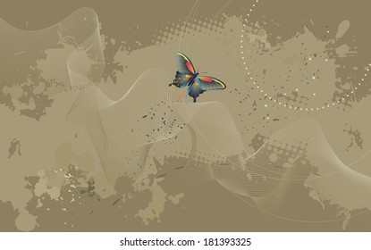 Desktop wallpaper - background with butterfly - vector graphics