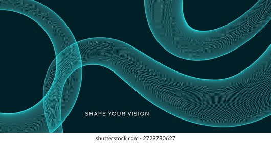 Desktop wallpaper vector background with flowing turquoise mesh lines for computer screens, presentation slides and landing pages