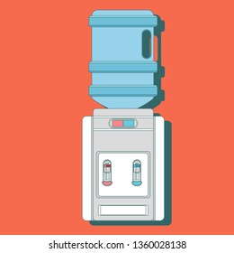 Desktop water cooler vector illustration in flat style. Icon office water machine bottle isolated background.