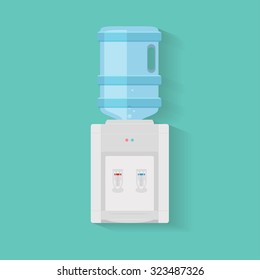 Desktop water cooler vector illustration in flat style. Icon office water machine bottle isolated background.
