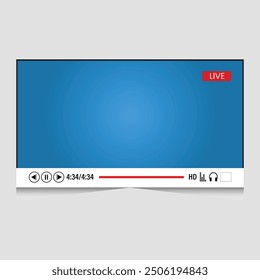 Desktop web video player, modern social media interface design template