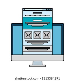 desktop with webpage template