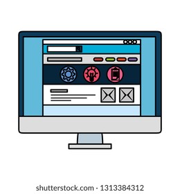 desktop with webpage template