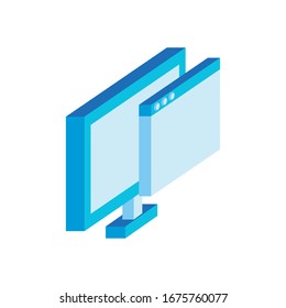 escritorio con plantilla de página web estilo isométrico icono ilustración vectorial diseño