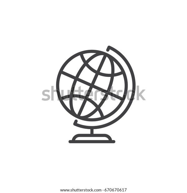 Desktop world earth globe
line icon, outline vector sign, linear style pictogram isolated on
white. Symbol, logo illustration. Editable stroke. Pixel perfect
graphics