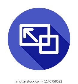 desktop zoom sign icon in Flat long shadow style