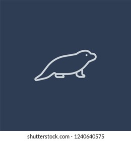 Desman icon. Trendy flat vector line Desman icon on dark blue background from animals  collection. 