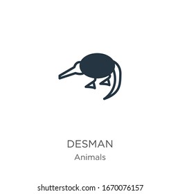 Desman Symbol Vektorillustration. Trendy flache Designersymbol aus Tiersammlung einzeln auf weißem Hintergrund. Vektorillustration-Illustration kann für Web- und Mobile-Grafikdesign, Logo, eps10 verwendet werden