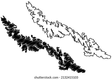 Desolacion Insel (Republik Chile, Süd- und Lateinamerika, Tierra del Fuego Archipelago) Karte, Vektorgrafik, Skizze Isla Desolacion Karte