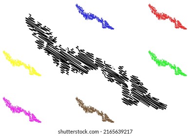 Desolacion Insel (Republik Chile, Süd- und Lateinamerika, Tierra del Fuego Archipelago) Karte, Vektorgrafik, Skizze Isla Desolacion Karte