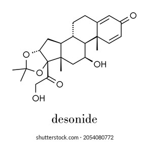 Desonide Topical Corticosteroid Drug Molecule. Skeletal Formula.