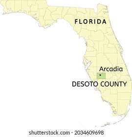 DeSoto County and city of Arcadia location on Florida map